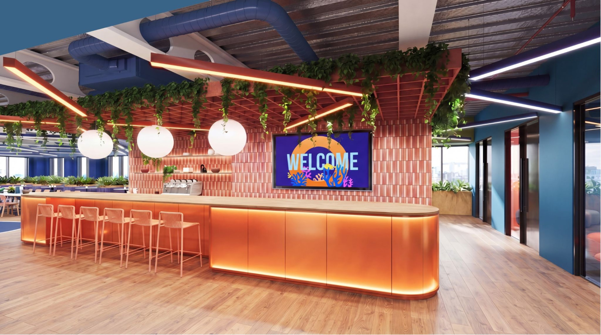 Welcome bar and cafe area in the Experience Lab