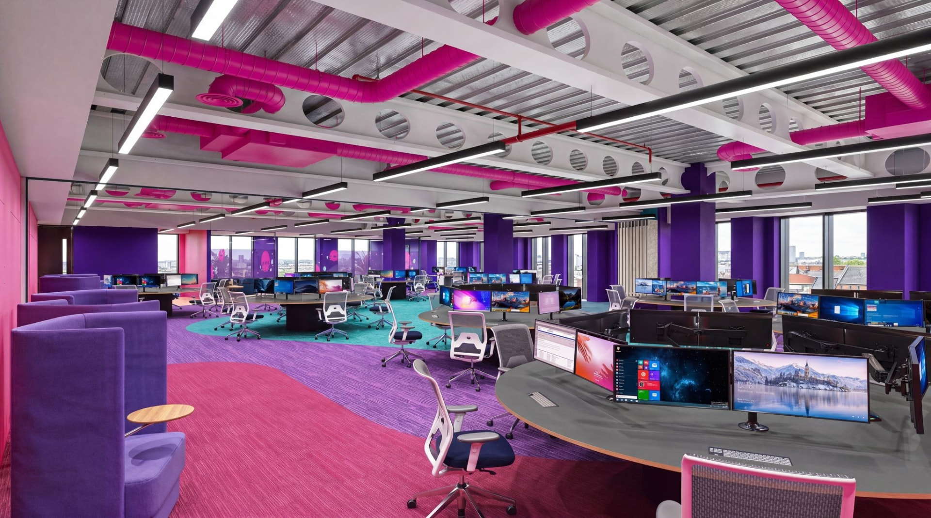 Operations floor with team workstations